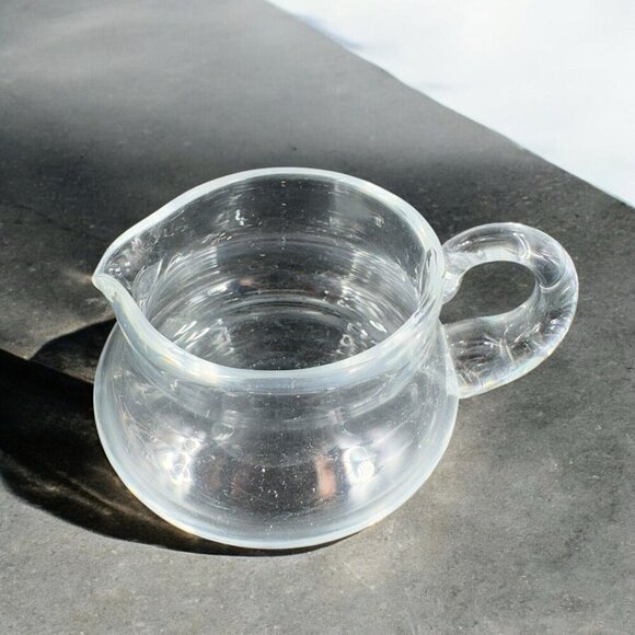 Vintage Clear Hand Blown Small Heavy Creamer Pitcher Polished Bottom Glass VTG - Picture 1 of 16
